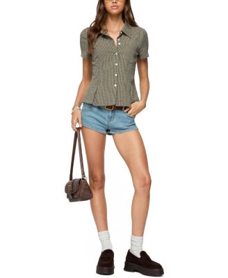  Alisa Plaid Tailored Button Up Shirt
