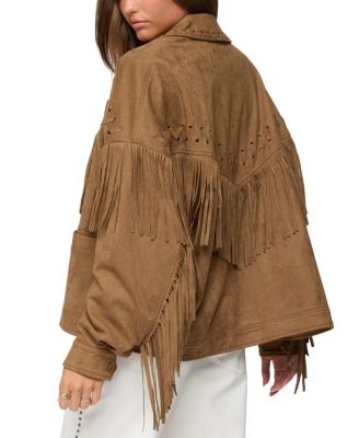  Evonka Fringe Faux Suede Jacket