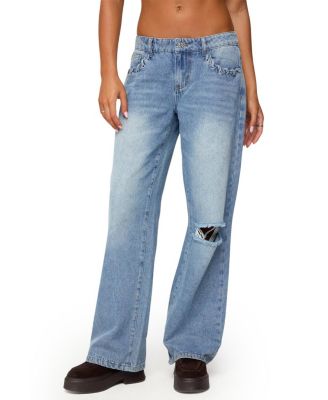  Dutton Distressed Low Rise Light Rinse Wash Jeans
