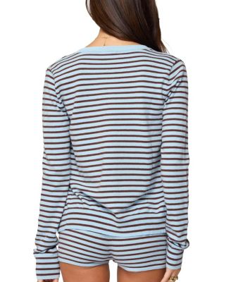  Lillian Striped Button Up Knit Cardigan