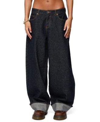  Kella Extra Oversized Low Rise Dark Rinse Wash Jeans