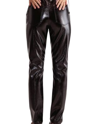 Distressed High Waisted Vinyl Pants