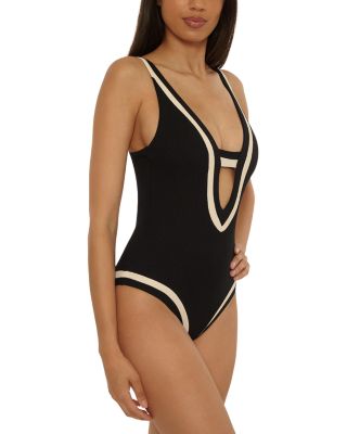 Coast Line Rib Genevieve Plunge One Piece Swimsuit