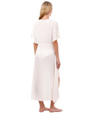 White Bloom Front-Tie Ruffle Kimono