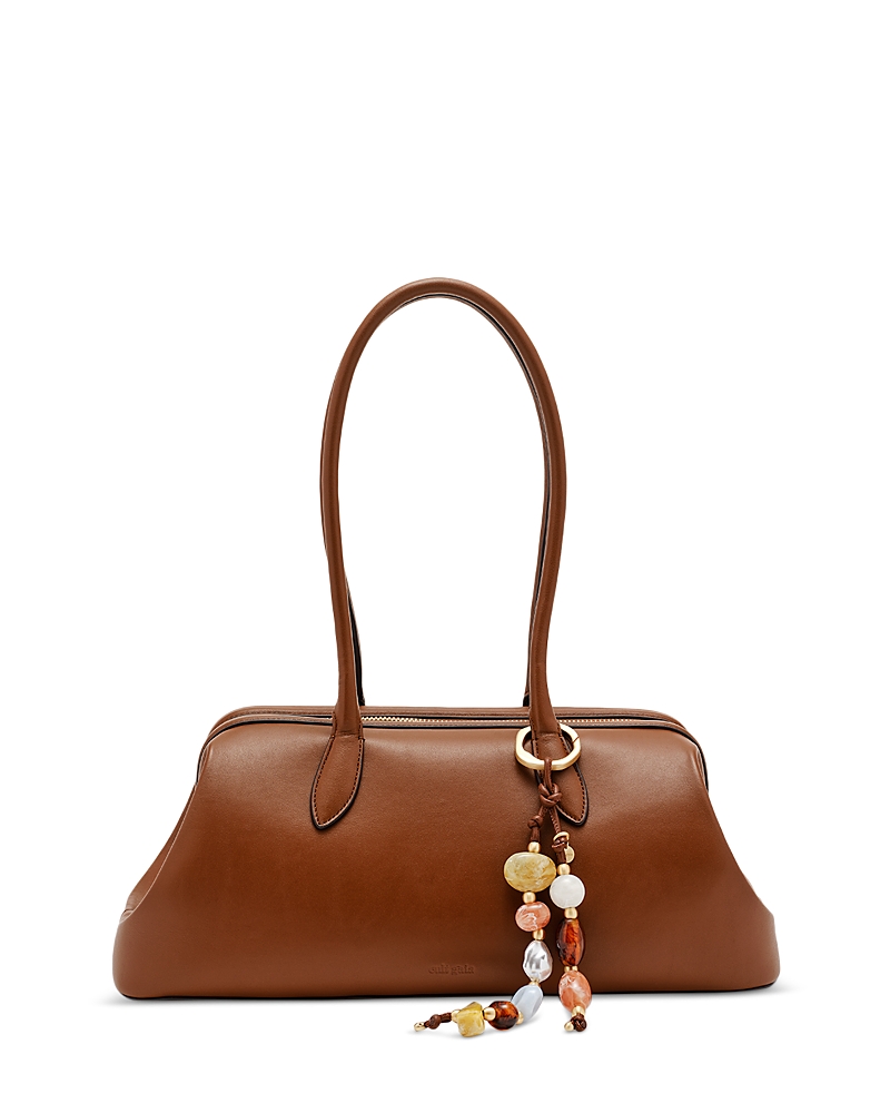 Cult Gaia Raia Leather Satchel In Brown