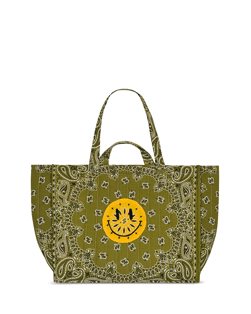Call It By Your Name Maxi Cabas Quilted Bandana Tote In Green