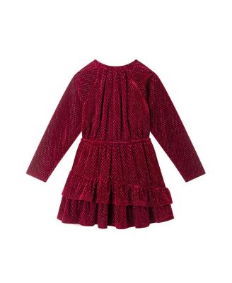 Girls' Velvet Asymmetrical Tiered Dress - Little Kid