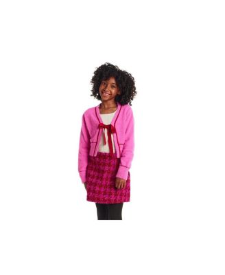 Girls&#39; Eyelash Cardigan Sweater with Satin Bow - Big Kid