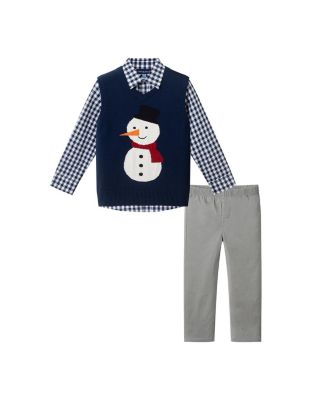  Boys' Snowman Sweater Vest, Buttondown, and Pants Set - Little Kid