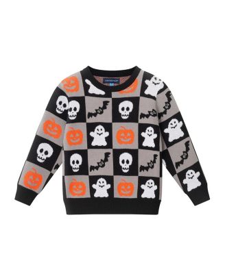 Boys' Halloween Themed Checkered Sweater - Little Kid, Big Kid