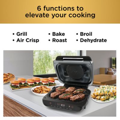 FG551 Foodi Smart XL 6 in 1 Indoor Grill with 4 Quart Air Fryer, Roast, Bake, Dehydrate, Broil, and Smart Cook System
