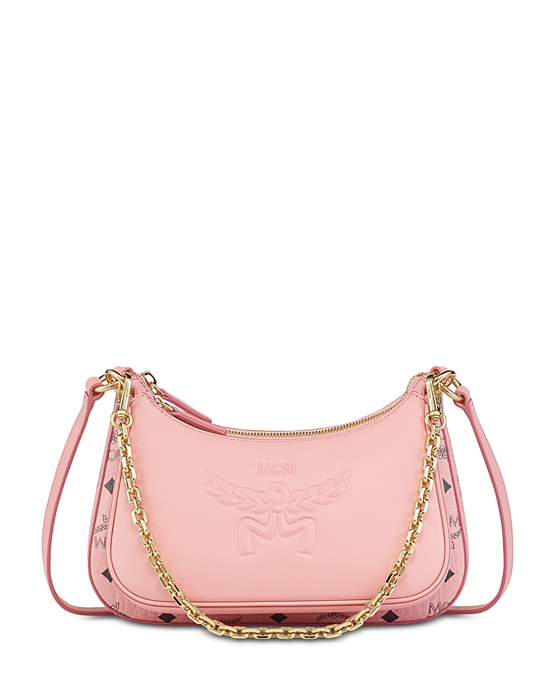 Mcm Aren Visetos Double Bag In Pink