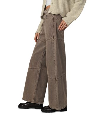 The Harlowe Seamed Wide Leg Jeans in Tiramisu