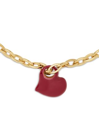 Amour Heart Charm Statement Pendant Necklace, 16"-19" 