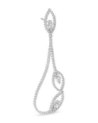 18K White Gold Byzantine Barocco Diamond Leaf Inspired Drop Earrings