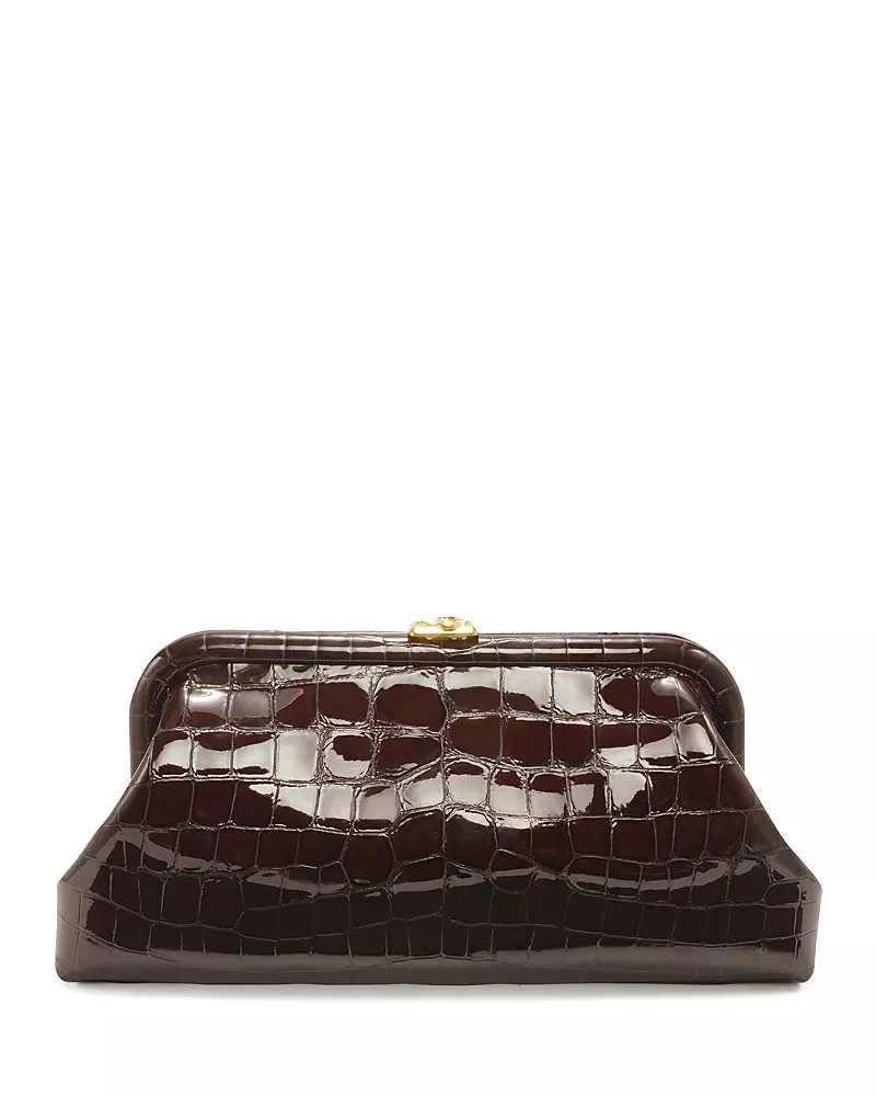 Jimmy Choo Skylar Croc Embossed Patent Leather Clutch