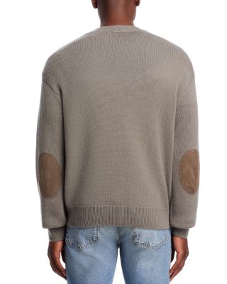 Suede Patch Crewneck Sweater