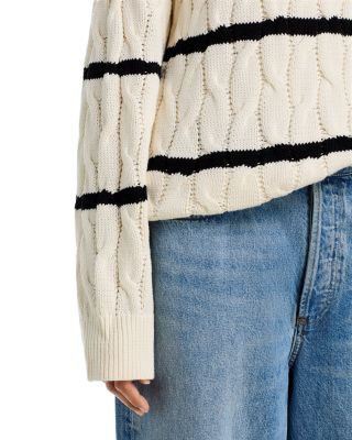 Mozart Chunky Boat Neck Cable Knit Sweater