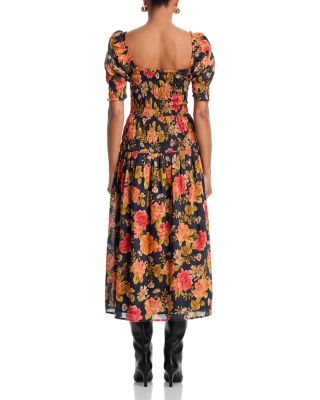 Adelaide Floral Smocked Short Sleeve Midi Dress - Exclusive