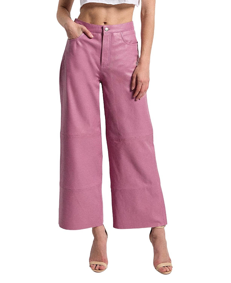 As By Df Ruby Leather Wide Leg Jeans In Purple