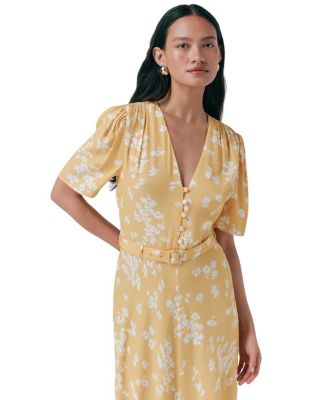 Jemima Crepe Floral Belted Midi Dress