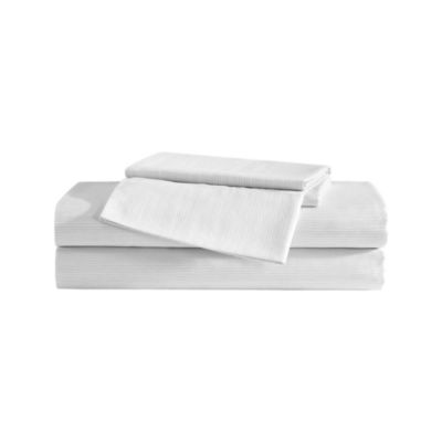 Etched Stripe Cotton Sateen 4 Piece Sheet Set