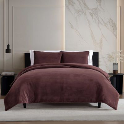 Signature Solid Faux Fur 3 Piece Comforter Set, Queen