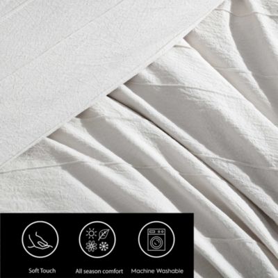 Woven Tucks Jacquard 3 Piece Duvet Cover Set, Queen 