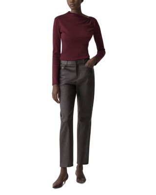 Slash Neck Twist Shoulder Top