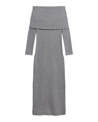Off-the-Shoulder Ribbed Wool and Cashmere Dress