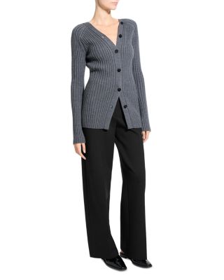 Wool Long Sleeve Open Back Cardigan