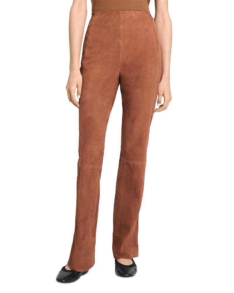 Theory Suede Slit Hem Pants In Brown