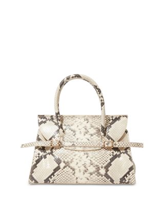 River Small Snake Embossed Leather Top Handle Bag