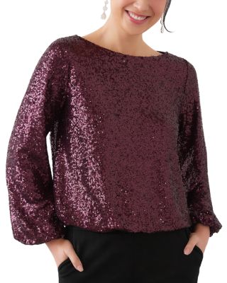 Sequin Boat Neck Top