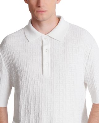 Merino Wool Blend Monogram Knit Polo