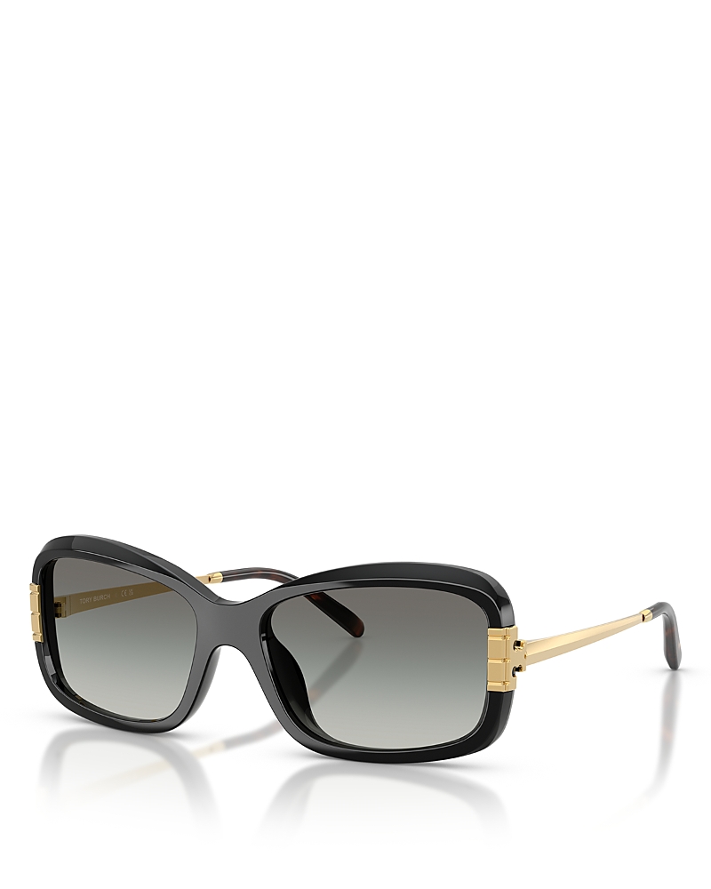 Tory Burch Embellished-temples Geometric Sunglasses In Black