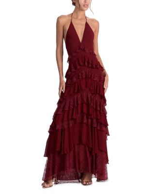 Liana V Neck Ruffle Maxi Dress