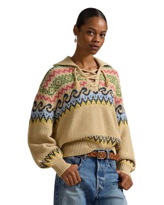 Fair Isle Lace-Up Sweater
