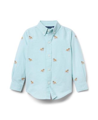  Unisex Embroidered Bulldog Oxford Shirt