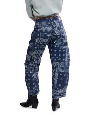  We The Free Good Luck Leopard Barrel Leg Jeans in Brown Sugar