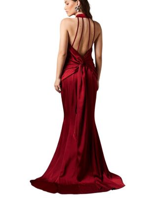  Floral Detail Halterneck Maxi Dress