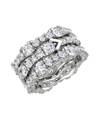 3 Row Pav&eacute; Ring in 14K Gold, 4.56ctw Round Brilliant Lab Grown Diamonds