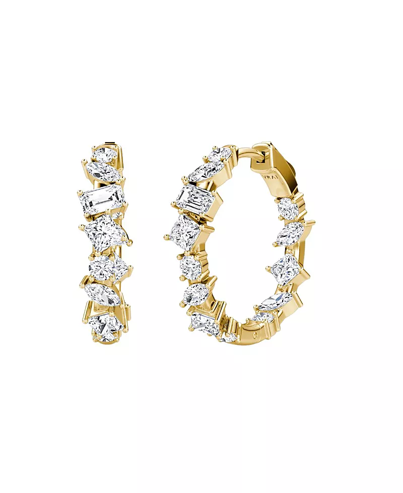 Vrai Mixed Shape Eternity Hoop in 14K White/Yellow Gold, 3.8ctw Lab Grown Diamonds