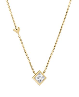 Arrow Station Necklace in 14K Gold, 0.50 tcw Princess Lab Grown Diamond