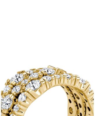  V 3 Row Pave Ring in 14K Gold, 4.56ctw Round Brilliant Lab Grown Diamonds