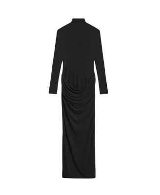 High-Neck Ruched Maxi Dress