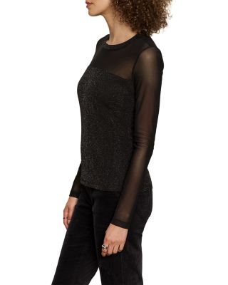 Sparkle Mesh Crewneck Top