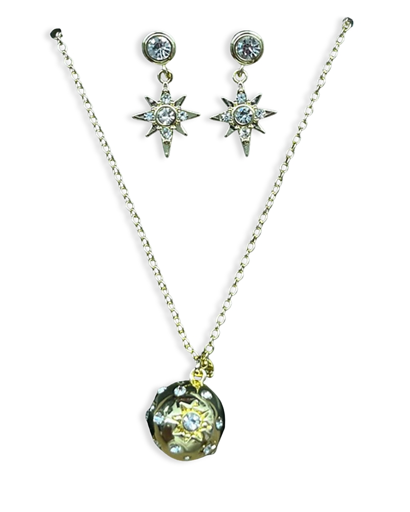 Aqua Cubic Zirconia North Star Pendant Necklace & Drop Earrings Set - Exclusive