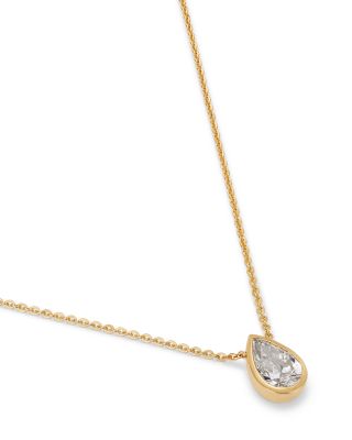 Luxe Collection Certified Lab Grown Diamond Pear Bezel Solitaire Pendant Necklace in 14K Yellow Gold, 1.5 tcw