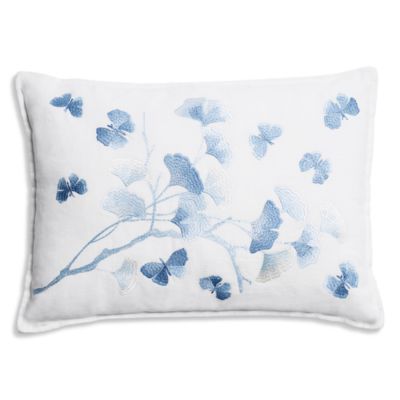  Butterfly Ginkgo Ombr&eacute; Embroidered Decorative Pillow, 20" x 14"